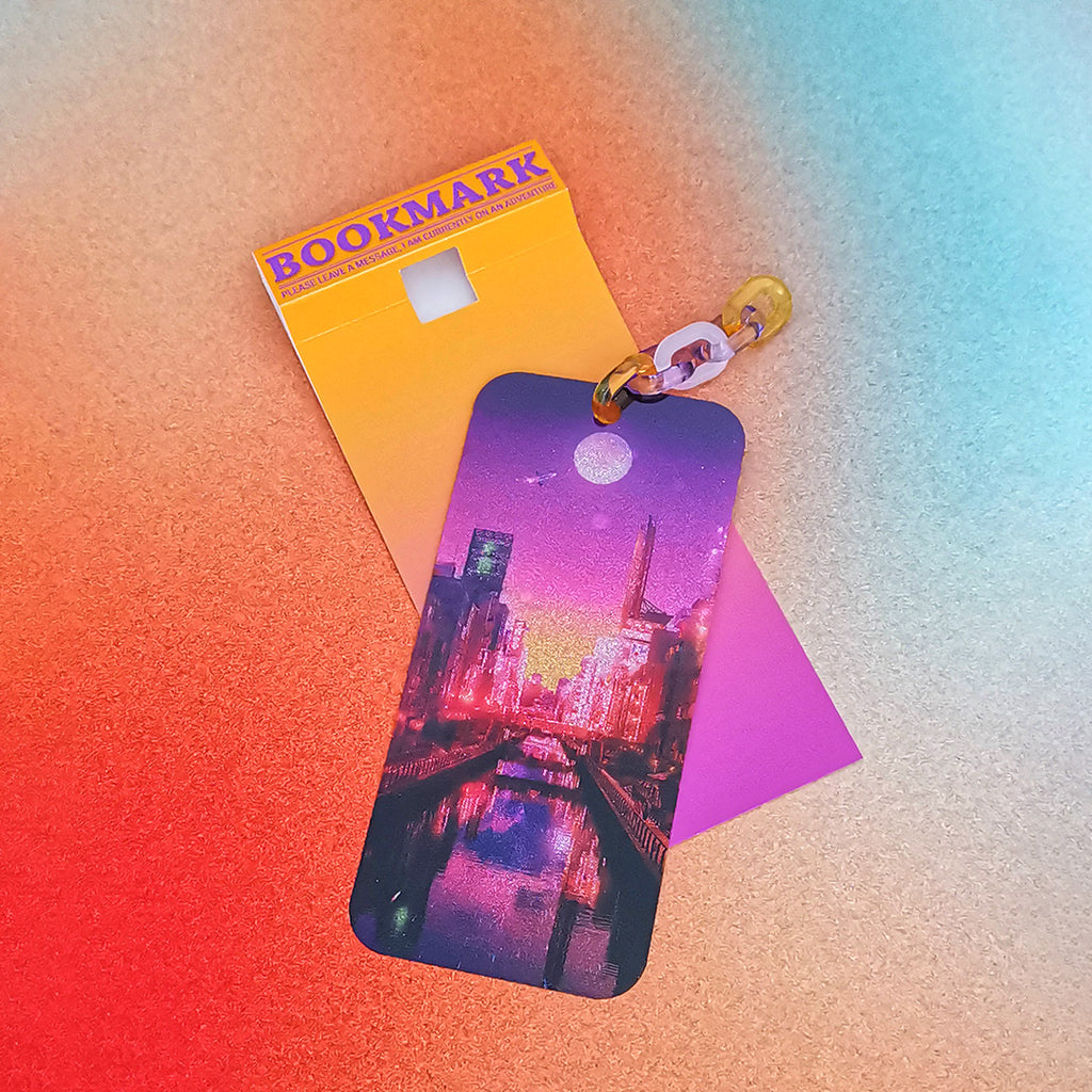 Glitter Bookmark - Sunset City Flow