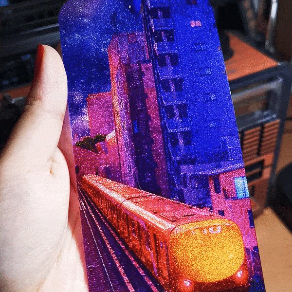 Glitter Bookmark - Train Travel