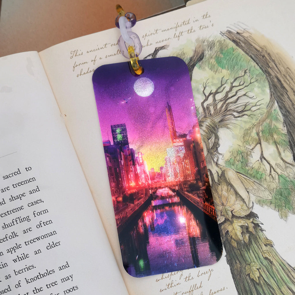 Glitter Bookmark - Sunset City Flow